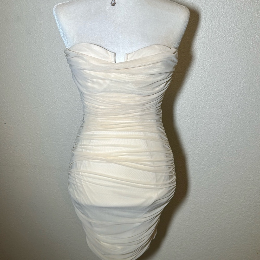 Nice pearl strapless double layer dress
